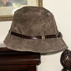 FILIPPO CATARZI VINTAGE CHOCOLATE BROWN SUEDE BUCKET HAT